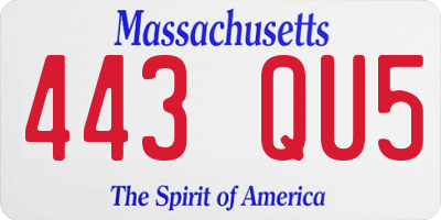 MA license plate 443QU5