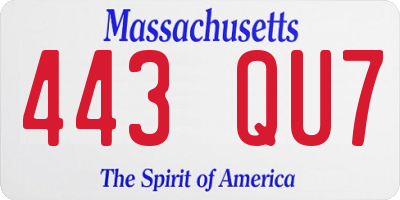MA license plate 443QU7