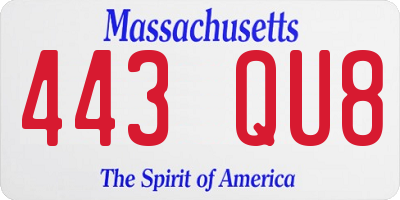MA license plate 443QU8