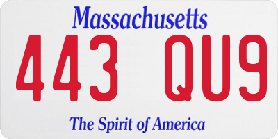 MA license plate 443QU9