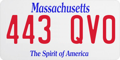 MA license plate 443QV0