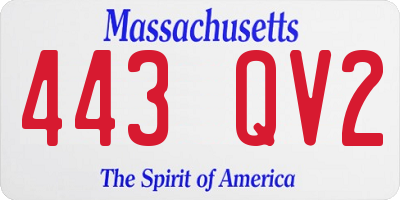 MA license plate 443QV2