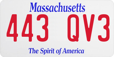 MA license plate 443QV3