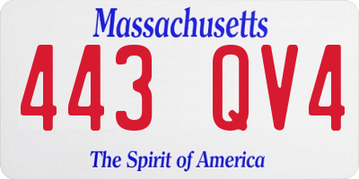 MA license plate 443QV4