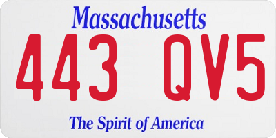MA license plate 443QV5