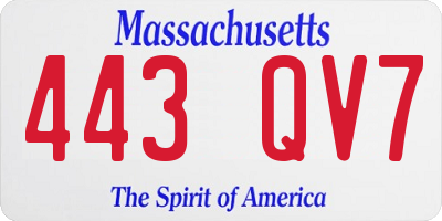 MA license plate 443QV7
