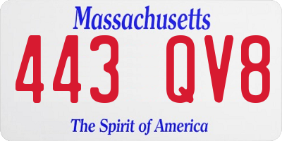 MA license plate 443QV8