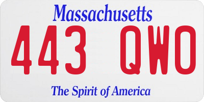 MA license plate 443QW0