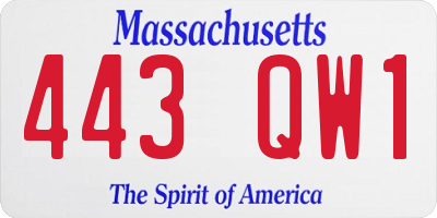 MA license plate 443QW1