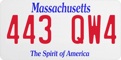 MA license plate 443QW4