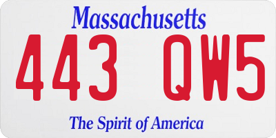 MA license plate 443QW5