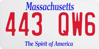 MA license plate 443QW6