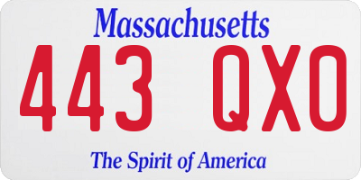 MA license plate 443QX0