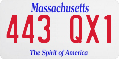 MA license plate 443QX1