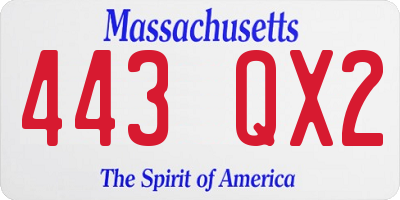 MA license plate 443QX2