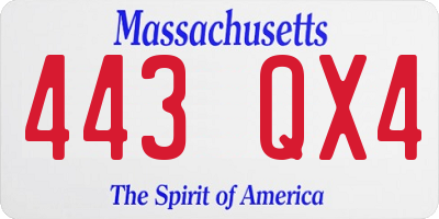 MA license plate 443QX4