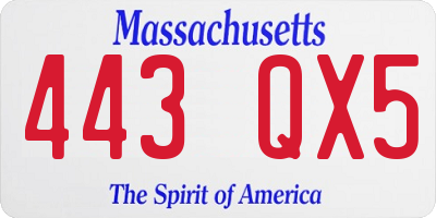 MA license plate 443QX5