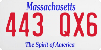 MA license plate 443QX6