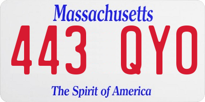 MA license plate 443QY0