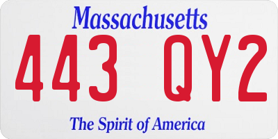 MA license plate 443QY2