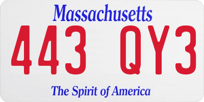 MA license plate 443QY3
