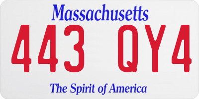 MA license plate 443QY4