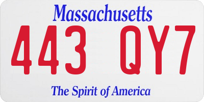 MA license plate 443QY7