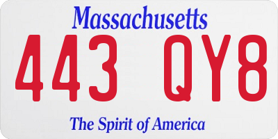 MA license plate 443QY8