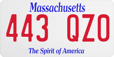MA license plate 443QZ0