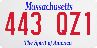 MA license plate 443QZ1