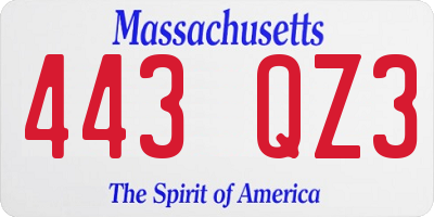 MA license plate 443QZ3