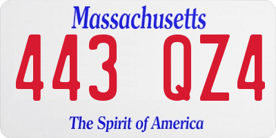 MA license plate 443QZ4