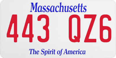 MA license plate 443QZ6