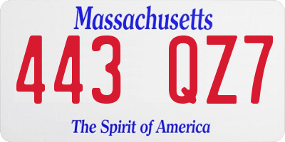 MA license plate 443QZ7
