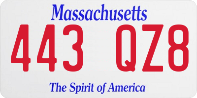 MA license plate 443QZ8
