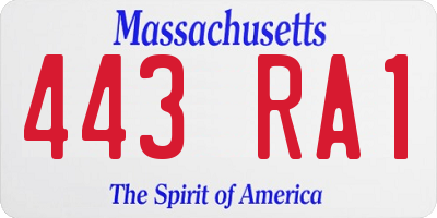MA license plate 443RA1
