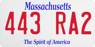 MA license plate 443RA2