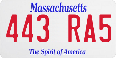 MA license plate 443RA5