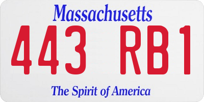 MA license plate 443RB1