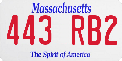 MA license plate 443RB2