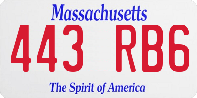 MA license plate 443RB6