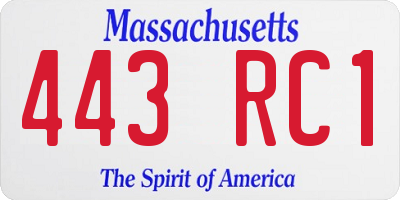 MA license plate 443RC1