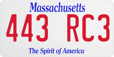MA license plate 443RC3