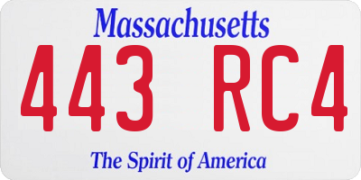 MA license plate 443RC4