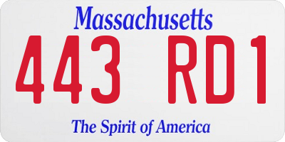 MA license plate 443RD1
