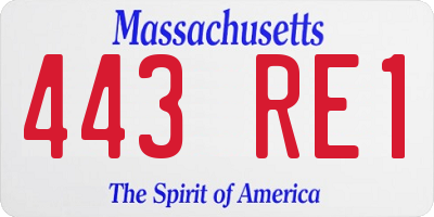 MA license plate 443RE1