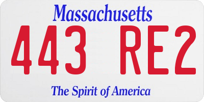 MA license plate 443RE2