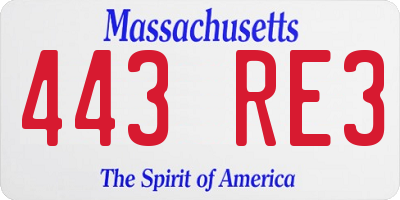 MA license plate 443RE3