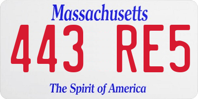 MA license plate 443RE5