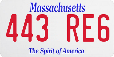 MA license plate 443RE6